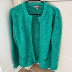 YarnWorks Teal Open-Front Knit Cardigan
